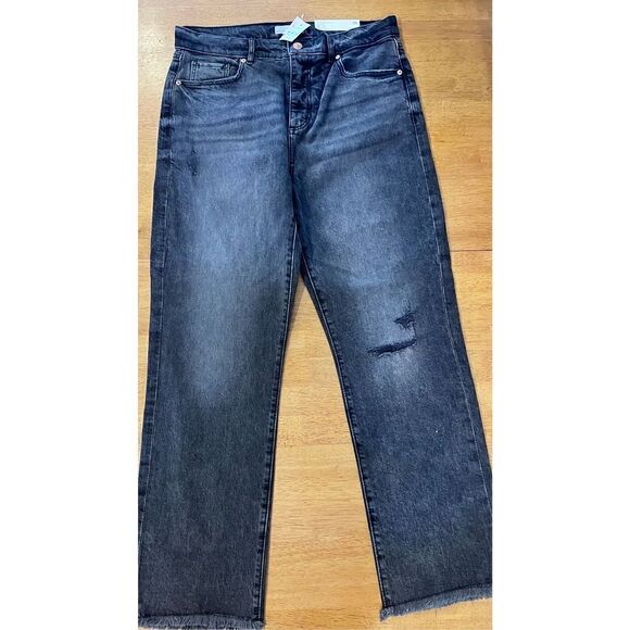 LOFT DARK HIGH RISE , STRAIGHT CROP JEANS WOMENS SIZE 28 NEW - Picture 2 of 12